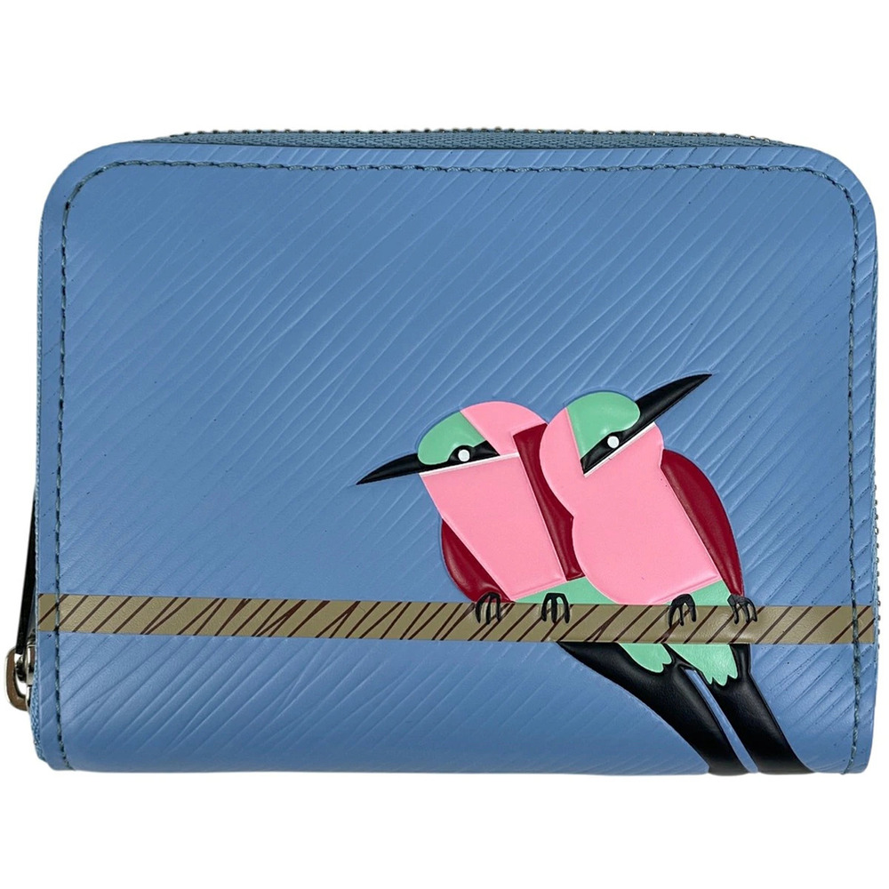 Louis Vuitton Zippy Wallet Coin Bird Case Epi Leather Blue